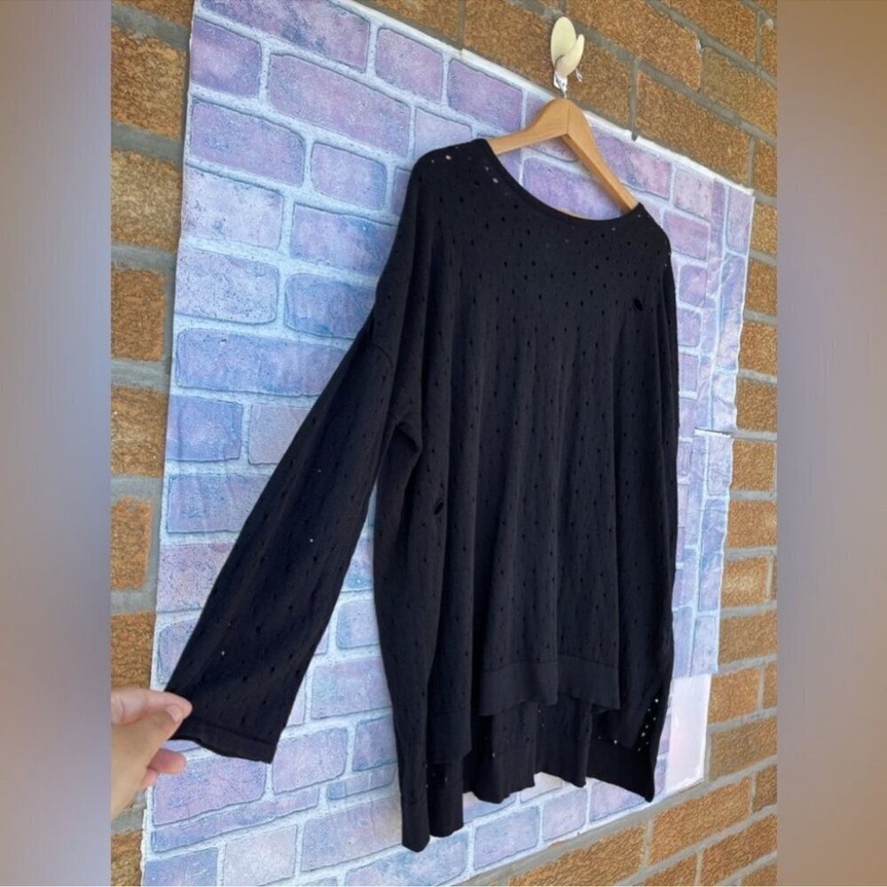 PLANET BY LAUREN G One Size Sweater HoleyDistressed Lightweight Pullover XL - Picture 2 of 8